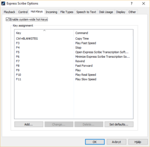 Express Scribe Hot-Keys